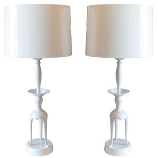 White Powder Coated James Mont Lamps - Pair For Sale