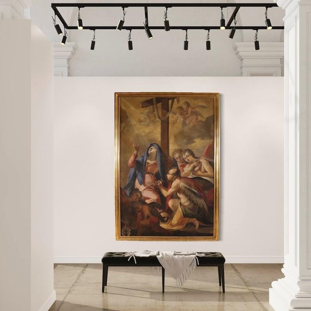 Italian Artist, Madonna of Sorrows with Angels, 1680, Oil on Canvas For Sale - Image 14 of 16