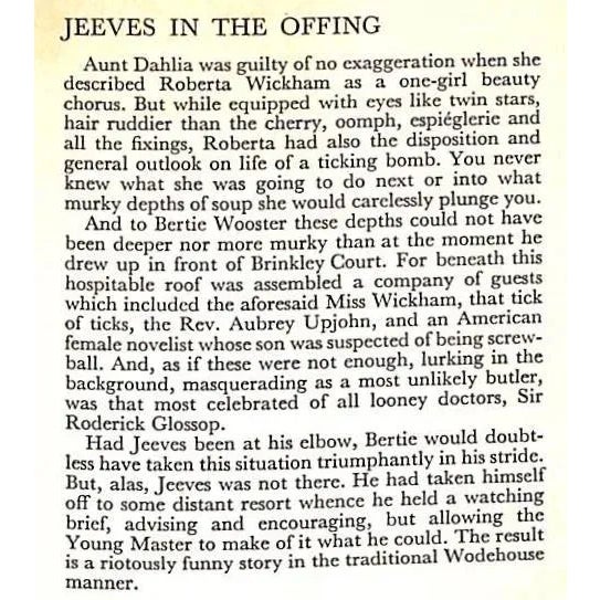 1960s "Jeeves in the Offing" Book 1960 Wodehouse, P.G. For Sale - Image 5 of 6