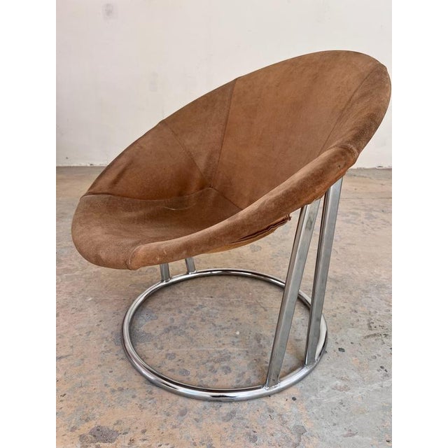 Balloon Sling Armchair in Brown Suede from Lusch & Co For Sale - Image 3 of 11