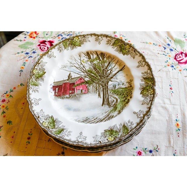 Set of 5 Johnson Brothers Friendly Village Dinner Plates For Sale - Image 10 of 11