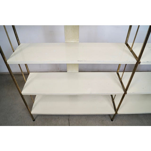 1950’s Mid-Century Modern Brass & Metal Double Shelf For Sale - Image 9 of 12