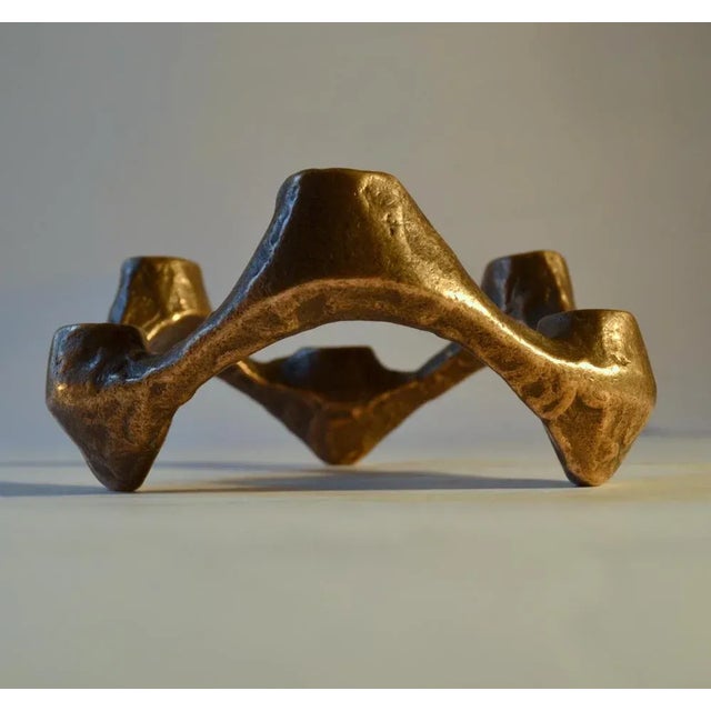 Gold Bronze Candelabras for 6 Candles, 1970s, Set of 2 For Sale - Image 8 of 11