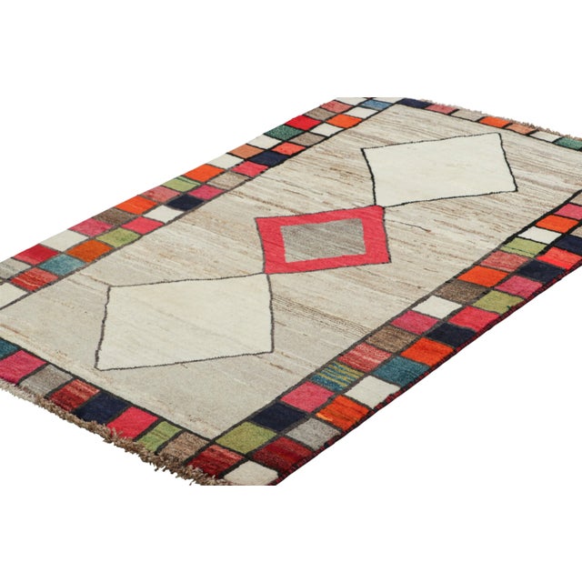 Rug & Kilim Vintage Gabbeh Persian Runner With Multicolor Diamond Medallions - Rug & Kilim For Sale - Image 4 of 7