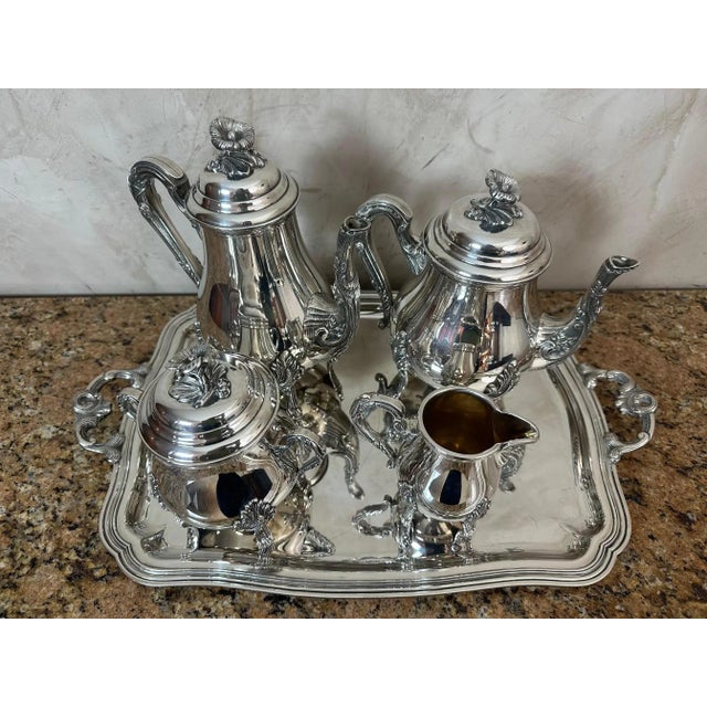 Metal Rococo-Style Silver-Plated Metal Service, 1900, Set of 5 For Sale - Image 7 of 18