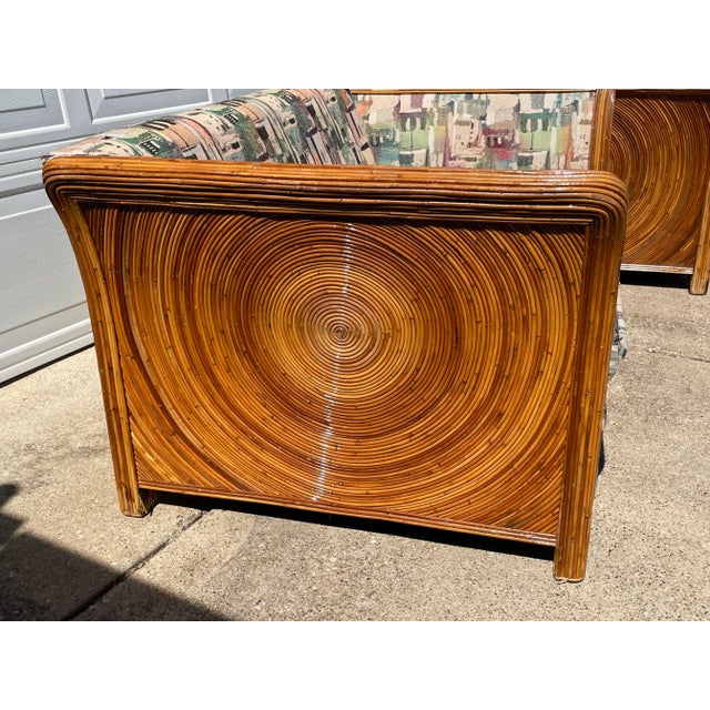 1950s Circular Pencil Reed Loveseat Sofa - Gabriella Crespi Style For Sale - Image 5 of 7