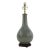 Vintage Celadon Crackle Glaze Porcelain Table Lamp Bottle Vase With Rosewood Base For Sale