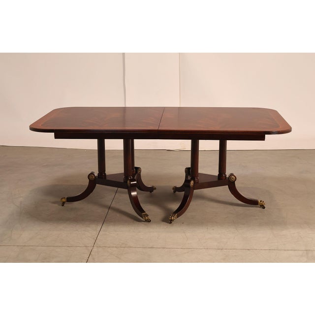 Henkel Harris Regency Style Mahogany Double Pedestal Dining Table For Sale - Image 15 of 18