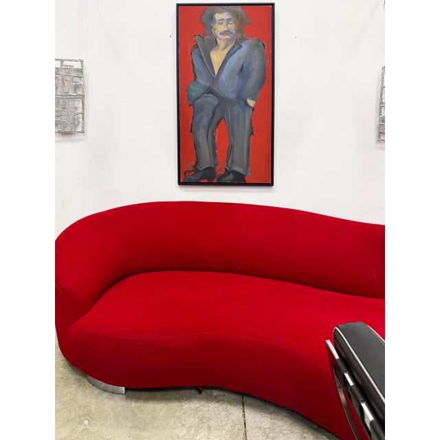 Large 1970s Abstract Oil Painting Portrait, Man in a Suit, Newly Framed Offered for sale is a large 20th century portrait...