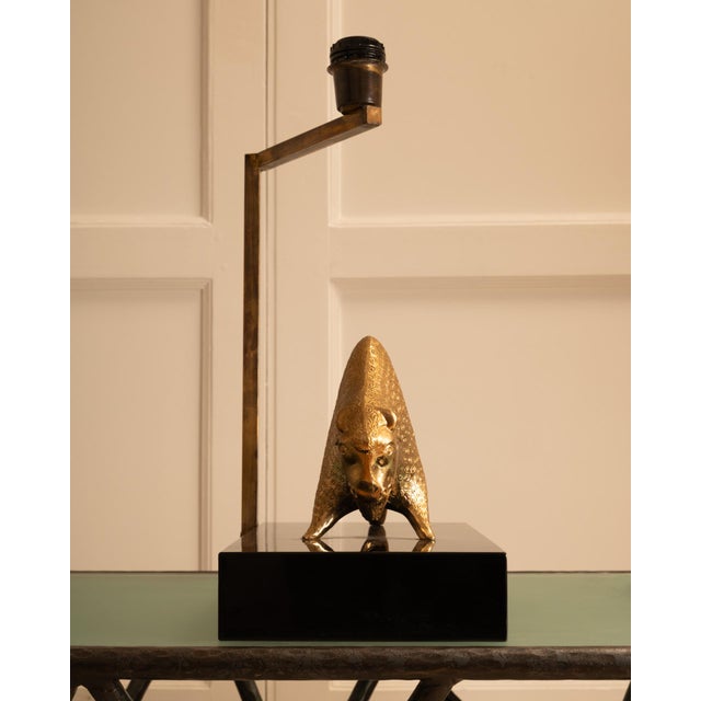 Mauro Manetti lamp Produced by MM Florence Italy, 1960s, Resin and brass table lamp Dimensions 46x35x20 cm without...