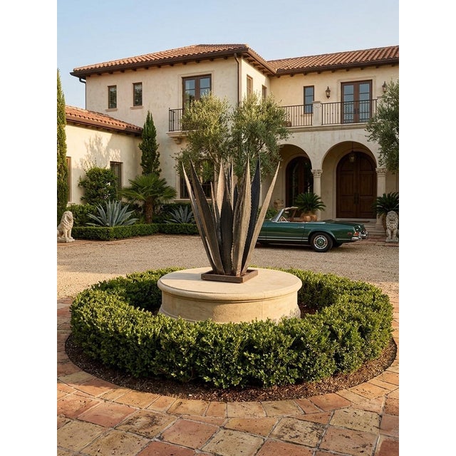 Ebony Handcrafted Moroccan Sculptural Metal Agave Succulent For Sale - Image 8 of 12