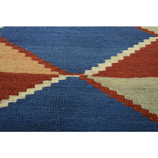 Traditional Pattern Handwoven Kilim in Pure Wool For Sale - Image 5 of 9