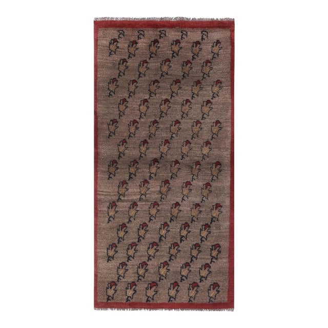 1960s Vintage Organic Wool Turkish Tulu Rug 3'7'' X 6'11'' For Sale