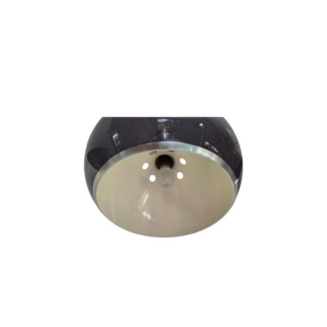 Dutch Space Age Mushroom Pendant Lamp in Grey-Blue Smoked Acrylic with Metal Insert from Dijkstra For Sale - Image 6 of 7