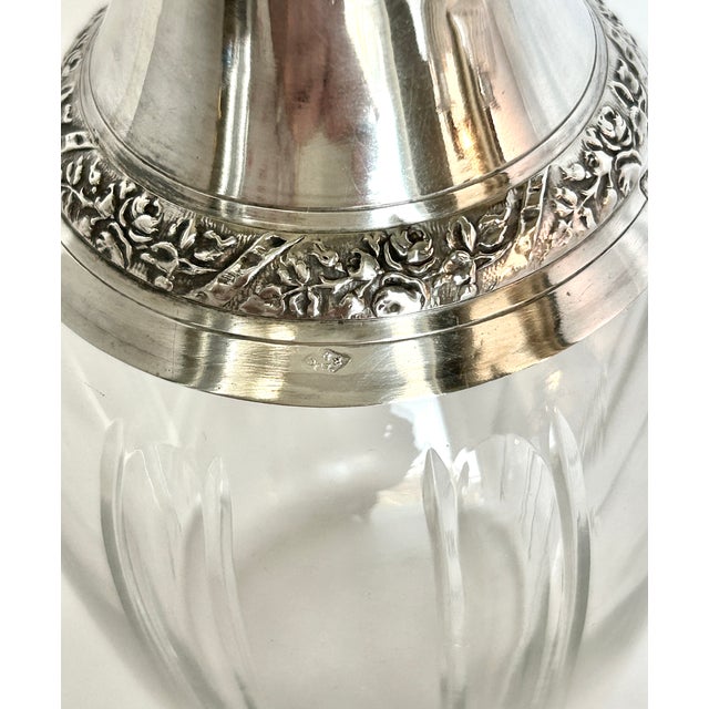 French Antique French Baccarat Crystal Sterling Silver Liquor Decanter Ravinet d'Enfert For Sale - Image 3 of 8