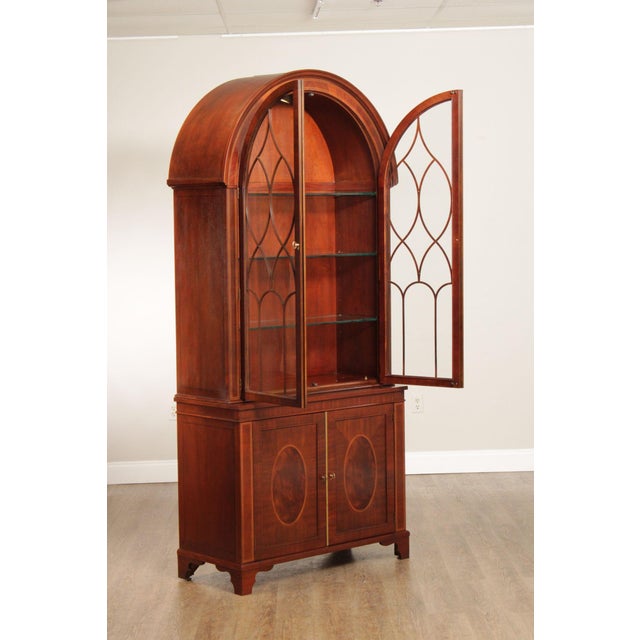 Baker Furniture Company Baker Historic Charleston Pair Dome Arched Display Bookcase Cabinets For Sale - Image 4 of 12