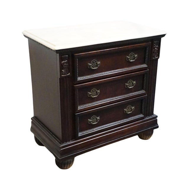 Collezione Europa Cachat Collection Cherry Contemporary Traditional 30" Three Drawer Nightstand W. White Granite Top For Sale - Image 4 of 13