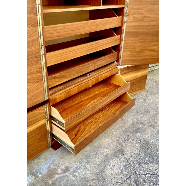 Mid Century Modern Brutalist Armoire Dresser + Inset Smoked Mirrors | by Tobago For Sale - Image 11 of 13