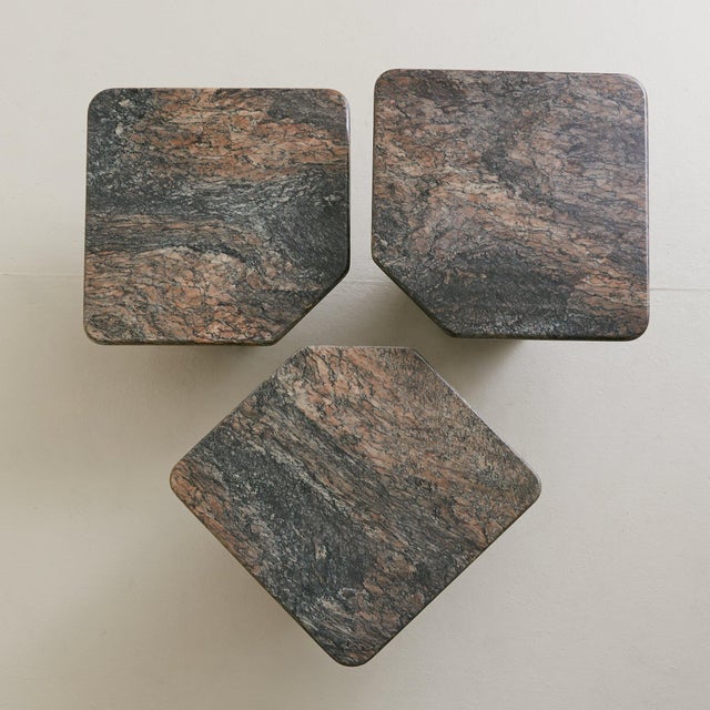 Trio of Italian Gray + Mauve Marble Nesting Tables, 1970s For Sale - Image 10 of 18