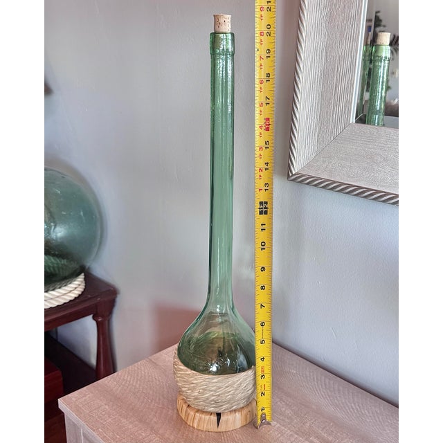 Vintage Green Long Neck Italian Chianti Wine Bottle For Sale - Image 4 of 5