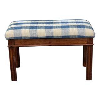 1940s English Chippendale Mahogany Bench New Fabric. For Sale