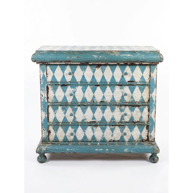 Vintage Italian Hand-Painted Harlequin Commode – Distressed Gustavian Style For Sale - Image 4 of 10