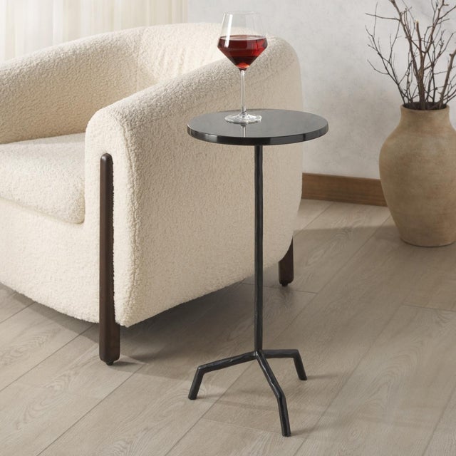 Introducing the Fabrianna Marble Top Drink Table - A stunning harmony of elegance and utility. Crafted from robust iron...