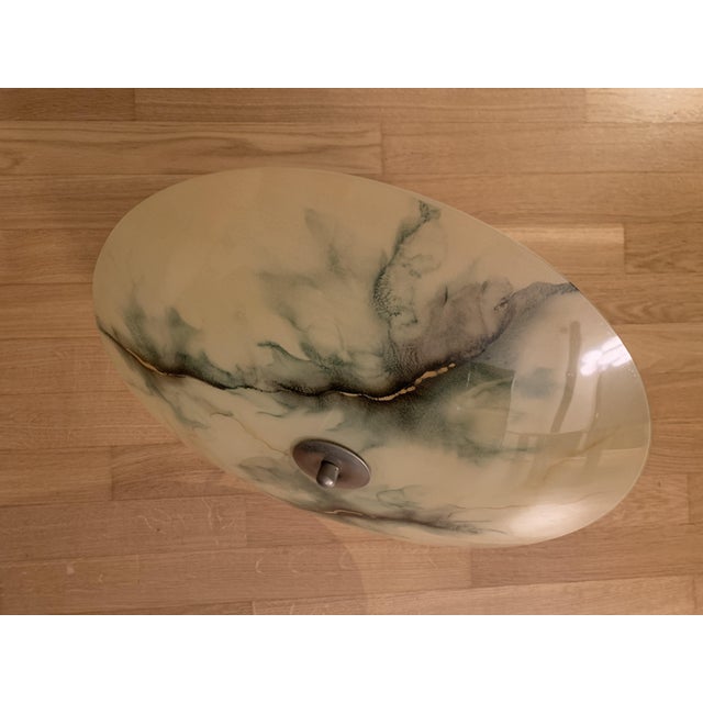 1940s Art Deco Ceiling Light with Marbled Glass, 1940s For Sale - Image 5 of 18