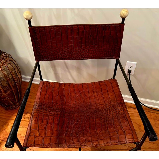 Rare GuildMaster Limited Edition Crocodile Leather & Golf Club Director's Chair For Sale - Image 4 of 17
