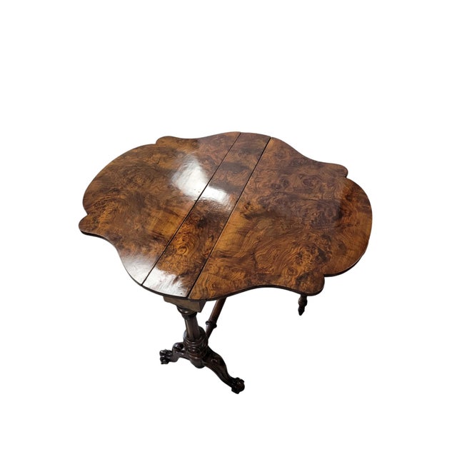 Mid 19th Century 19th Century Victorian Burr Walnut Sutherland Drop-Leaf Table For Sale - Image 5 of 12