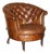 Hand-Dyed Brown Leather Chesterfield Club Tub Barrel Armchair with Brass Castors For Sale