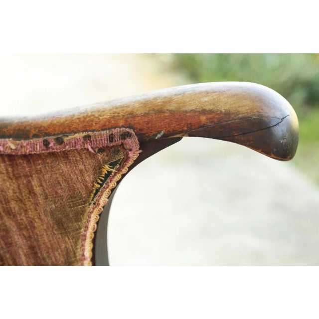 Antique Late 19th Century Solid Wood Empire Style Mahogany Rocking Chair With Rich Patina For Sale - Image 10 of 12