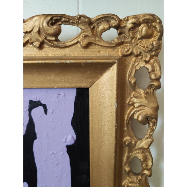 Contemporary Original Contemporary Spilled Lavender Painting Signed P. Greenwood, Framed For Sale - Image 3 of 3