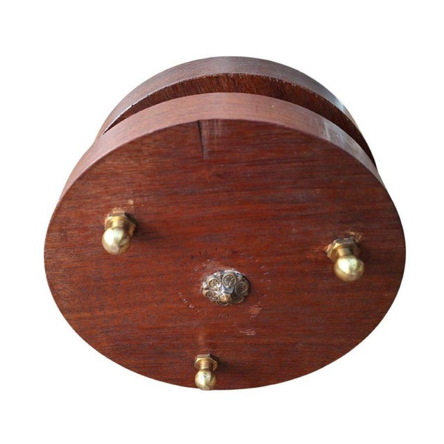 Blue Modernist Cachepot or Vase in Brass, Enamel and Teak, 1945-1955 For Sale - Image 8 of 9