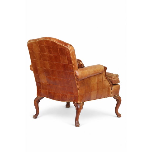 Vintage French Style Leather Pathwork Chair For Sale - Image 10 of 12