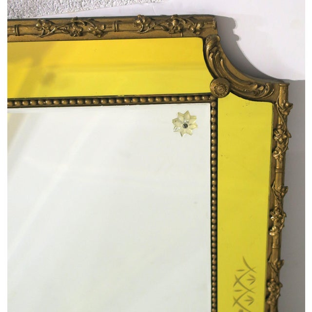Italian Giltwood Wall Mirror With Canary‑Yellow Border, Rococo Style For Sale - Image 9 of 11