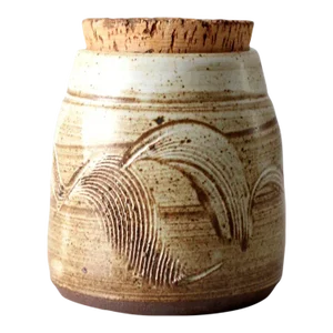 Vintage Studio Pottery Jar With Cork Lid