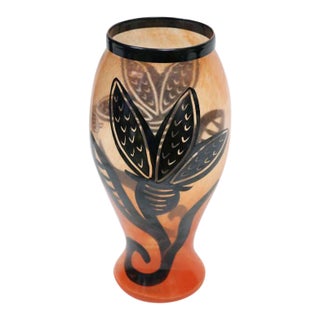Mid-Century 1960s Kosta Boda Art Glass Vase Signed Artist Ulrica Hydman-Vallien For Sale