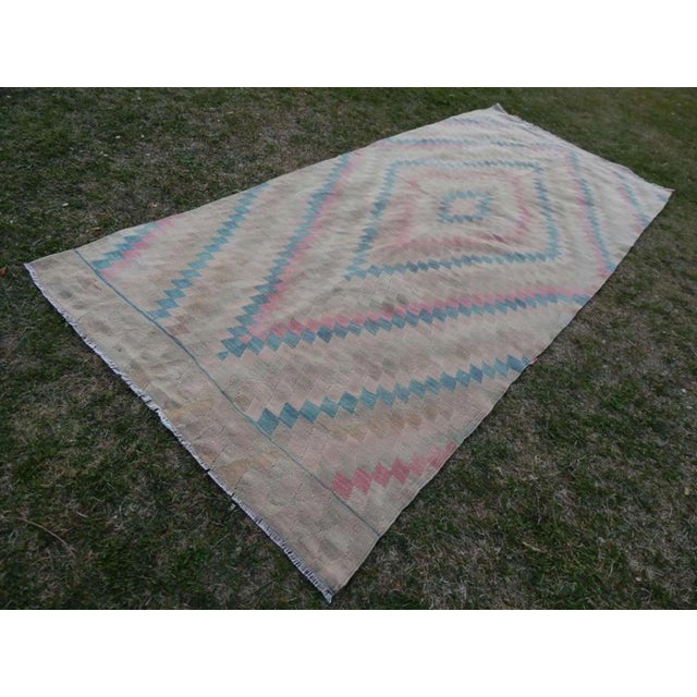 Mid Century Turkish Embroidered Kilim Runner With Modern Design For Sale - Image 11 of 11