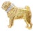 18k Yellow Gold Diamond Studded Pug Dog Brooch For Sale