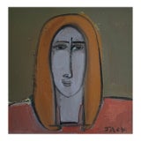 "Woman in Pink", Original Painting by Rebecca Jack For Sale