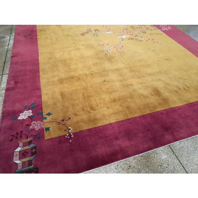 Early 20th Century Early 20th Century Handmade Chinese Art Deco Room Size Carpet For Sale - Image 5 of 8