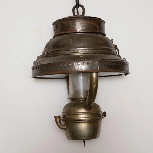 Mid-Century Modern Vintage Retrofitted Kerosene Lantern For Sale - Image 3 of 12