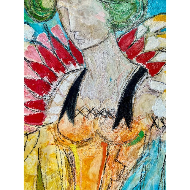 Beige Lazzaro Donati, Italian Modernist Surrealist Woman Color Oil Painting Lazzaro Donati La Regina, 1961 For Sale - Image 8 of 14