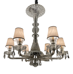 Large Art Deco Murano Glass Chandelier, 1940s