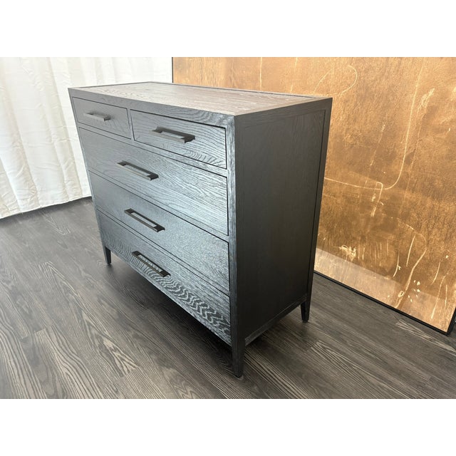 Rh French Contemporary 5-Drawer Dresser Black Oak | Satin Bronze Hardware | Designed by Van Thiels For Sale - Image 18 of 18