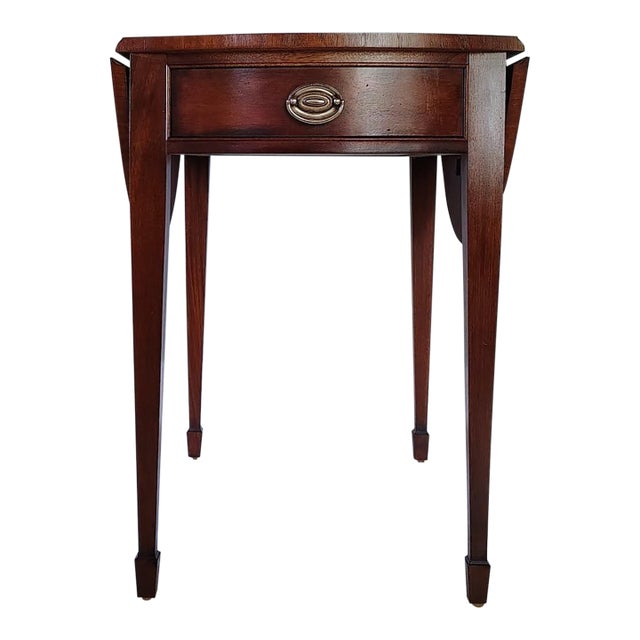 Ethan Allen Federal Style Mahogany Inlaid Pembroke Drop Leaf Table. For Sale