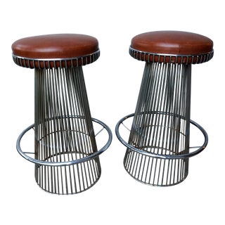 Cy Mann Chrome Bar Stools After Warren Platner - a Pair For Sale