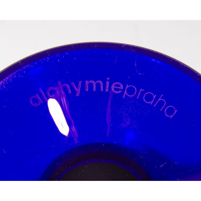 Early 21st Century David Sobotka Alchymie Praha Limited Edition Blue Glass Compote For Sale - Image 5 of 9