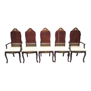 Bernhardt French Provincial Gold Gilt Set of 5 Dining Chairs Cane Back on Sale $795 Read Below 5 Beautiful Gold Gilt Accent